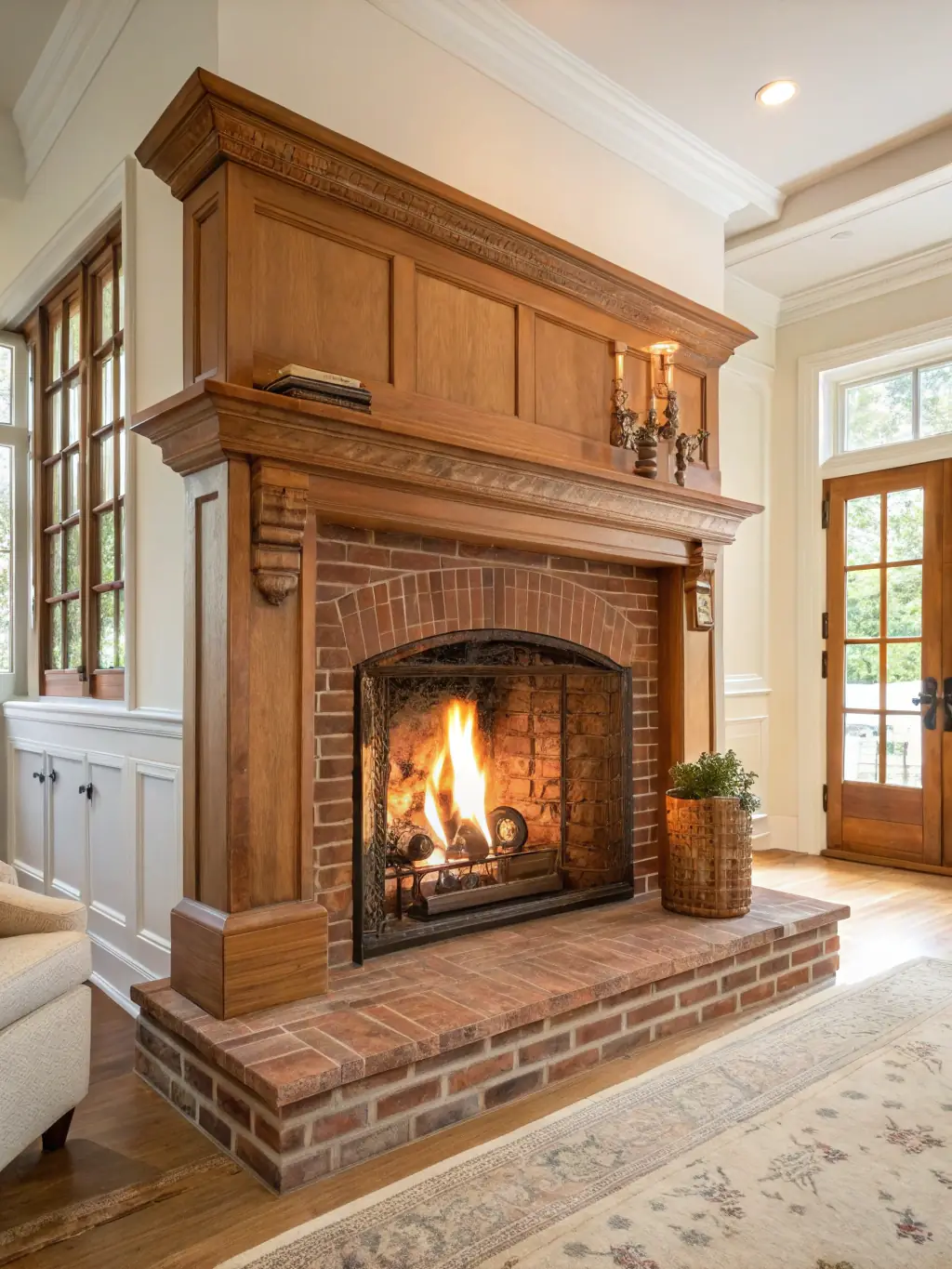 An image of a modern fireplace with a dark, textured European finish and gold accents, emphasizing luxury.